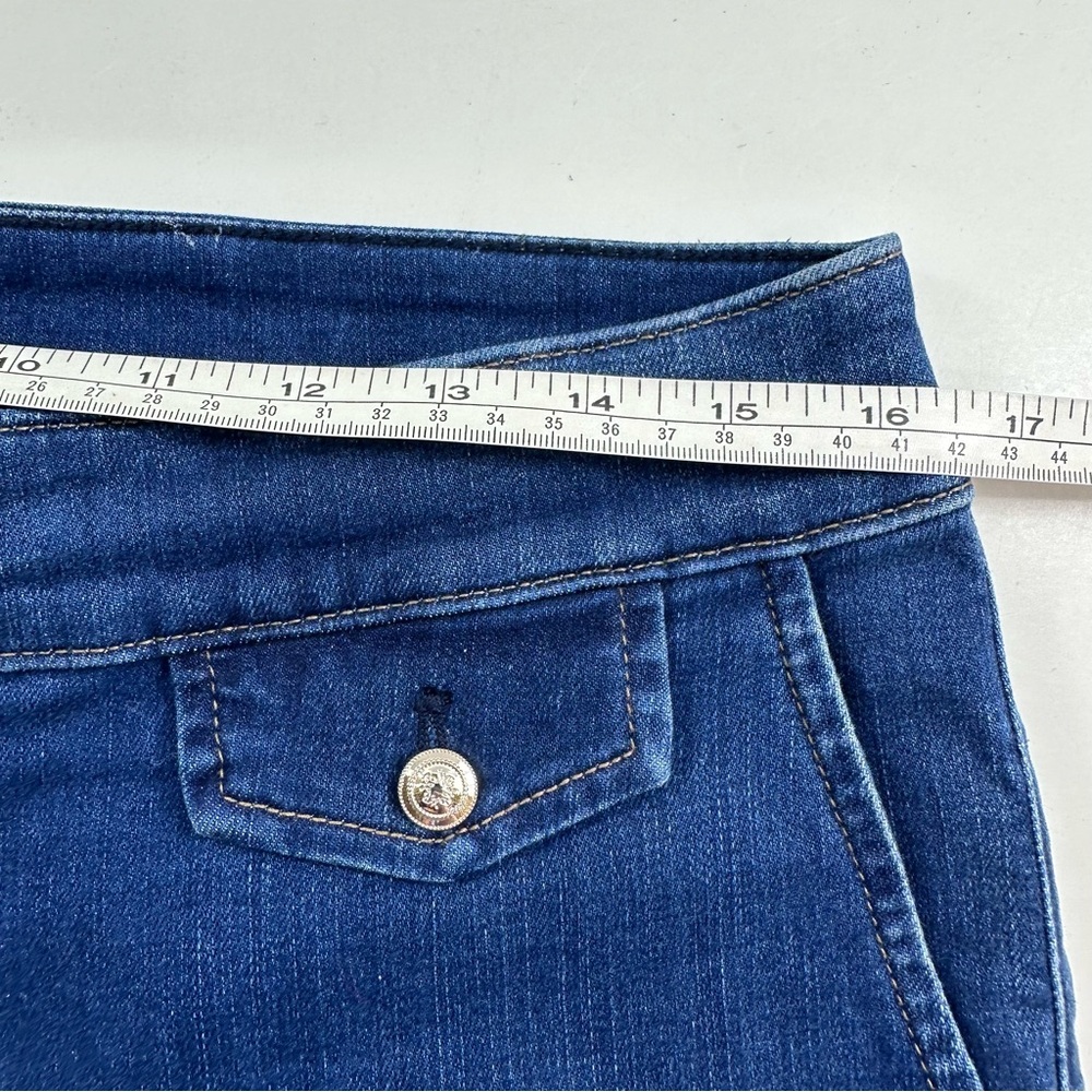 WHBM High Rise Tab Detail Kick Flare Cropp Jeans Women 10 Blue - Picture 7 of 10